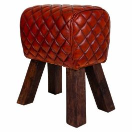 Taburete Alexandra House Living Marrón Cuero Madera de mango 51 x 30 x 41 cm