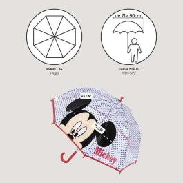 Cerdá Paraguas manual Burbuja transparente infantil Mickey Mouse Rojo. Material 100% POE para niños de 3 a 12 años