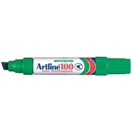 Rotulador Artline Marcador Permanente 100 Verde Punta Biselada 6 unidades