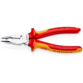 Knipex Alicates de Punta Fina 08 26 185, 61 HRC, 1.3 cm de Corte, 185 mm de Longitud, Mango Naranja/Rojo