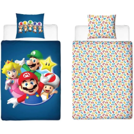 Mario Bros Juego de cama reversible AABFA32170 - Mario y sus amigos - Microfibra - 1 funda nórdica 140 x 200 cm + 1 funda de almohada 63 x 63 cm Precio: 28.49999999. SKU: B18W5W5GPM