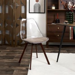 Home Deco Factory Silla con Cojín Scott de Plástico Taupé