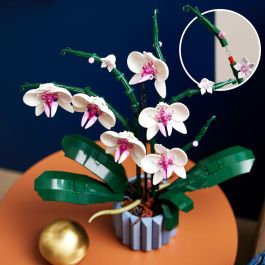 LEGO 10311 Orquídea Artificial para Construir - Kit de Flores Blancas y Rosas con Jarrón Azul para Decoración del Hogar Adultos