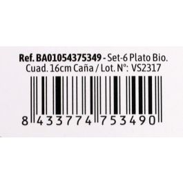 Set de 6 Platos Biodegradables Cuadrados 16 cm Algon (24 Unidades)