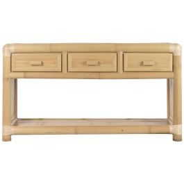 DKD Home Decor Consola Tropical Bambú y Ratán Natural 52 x 75 x 140 cm 3 Cajones