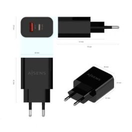 Aisens Cargador USB-C PD3.0 y USB-A QC3.0 20W Negro - Compatible con múltiples dispositivos Aisens Cargador USB-C PD3.0 y USB-A QC3.0 20W Negro - Compatible con múltiples dispositivos