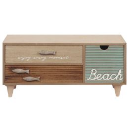 DKD Home Decor Joyero Decorativo de Madera Estilo Antique Marrón y Turquesa, Colección O Grove, 13 cm Largo x 34 cm Ancho x 16 cm Alto