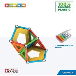 Geomag EcoFriendly Paneles Supercolor 52 Piezas para Construcción 2D y 3D con Barras, Esferas y Paneles Reciclados +5 Años