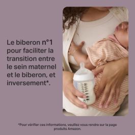 Tommee Tippee - Biberones Closer to Nature - Pezón que imita el pecho materno con válvula anticólicos - Rosa