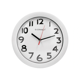 Q-connect Reloj de Pared Redondo Plástico Oficina 30 cm Marco Blanco