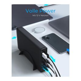 ICY BOX IB-382H-C31 Carcasa Externa HDD/SSD 2.5" / 3.5" USB 3.2 Gen 2 Tipo-C con Hub, SATA III, 10 Gbps, Hot-swap, Negro