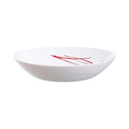 Arcopal Plato Hondo Domitille Rojo 20 cm, 12 Unidades. Vidrio Opal Templado Extra Resistente. Apto Microondas y Lavavajillas. Fabricado en Francia