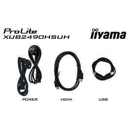 Iiyama Monitor 24" XUB2490HSUH-B2 Full HD IPS 75Hz 1ms con Altavoces, Webcam 5MP, HDMI, DisplayPort, USB, Altura Ajustable y Pivote