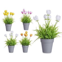 Ibergarden Maceta Tulipan Surtidos para Jardín y Terraza, Fabricada en Plástico, Metal o Tela, Colores Variados, 14x21x14 cm (24 Unidades)
