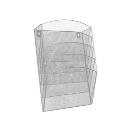 Q-connect Expositor Mural de Pared con 5 Bandejas DIN A4 Plateado Metalico 9,3x31,5x44 cm