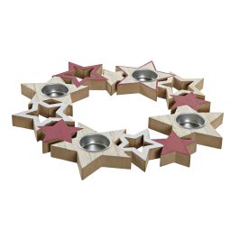 DKD Home Decor Portavela de Navidad Tradicional de Madera para 4 Velas, Rojo Blanco, 32x32x1.9 cm (Pack de 2 Unidades) Precio: 7.43424. SKU: B1J96KZE8D