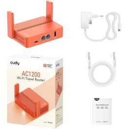 Cudy AC1200 Wireless Mini VPN Router con USB, Ethernet, Portátil, Naranja