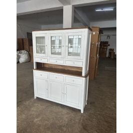 DKD Home Decor Vitrina Tradicional Crema Marron Oscuro Mango y MDF 150 x 190 x 45 cm con 6 cajones y 6 puertas