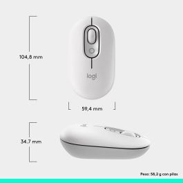 Logitech Pop Mouse Inalámbrico Bluetooth, 1000-4000 DPI, Personalizable, Blanco Logitech Pop Mouse Inalámbrico Bluetooth, 1000-4000 DPI, Personalizable, Blanco