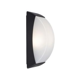 RABALUX RAB-7797 Aplique Exterior Opole, Cuadrado Plástico Negro Mate con Pantalla Blanca, 1xE27, IP65 para Jardín y Terraza