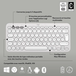 Logitech Pebble Keys 2 M380s Teclado Inalámbrico Bluetooth Botón Easy-Switch Blanco (920-011804)