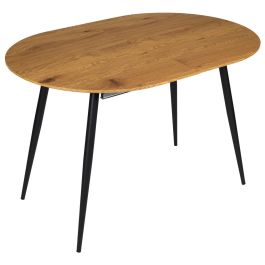 Home Deco Factory Mesa Extensible Oval de Comedor 120/160x80x76 cm, MDF y Hierro, para 4-6 Personas
