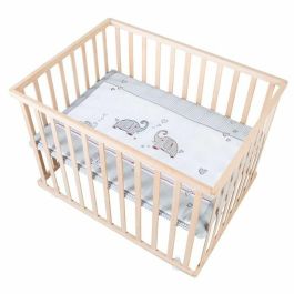 Roba Jumbotwins Parque para bebés de madera maciza natural, altura ajustable 3 niveles, con ruedas con freno, tapete patrón elefante incluido Precio: 157.88999963. SKU: B1CMQNMGDT