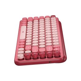 Teclado inalámbrico mecánico Logitech POP Keys con teclas Emoji personalizables, Bluetooth o USB, diseño compacto duradero - rosa