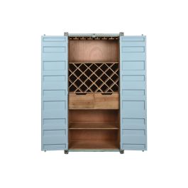 DKD Home Decor Botellero Vintage Azul Celeste Metal y MDF 41 x 157.5 x 76.5 cm