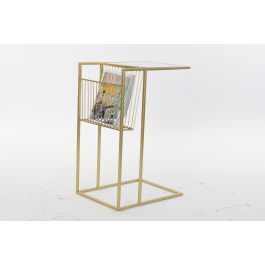 DKD Home Decor Revistero Glam de Metal y Espejo, Color Dorado, con dimensiones de 71 cm de alto, 48 cm de ancho y 35 cm de fondo