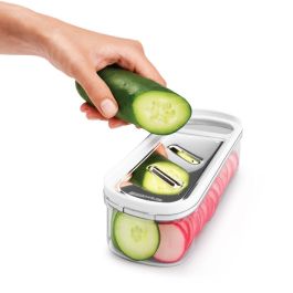 Metaltex Rallador con contenedor 3 en 1 'rap-box' 21cm, 3 cuchillas acero inox, cuerpo ABS, contenedor acrílico