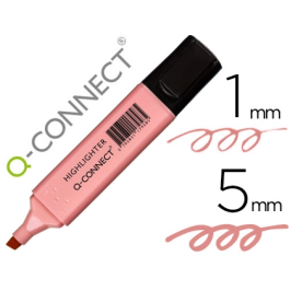 Q-connect Rotulador fluorescente pastel rosa punta biselada 1/5 mm tinta base agua