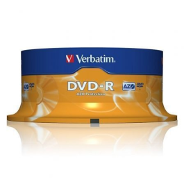 Dvd-R Verbatim Capacidad 4.7 grb Velocidad 16X 120 Min Tarrina De 25 Unidades