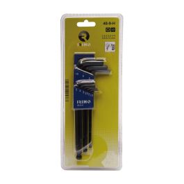 Irimo 48-9-h Juego de 9 Llaves Hexagonales Largas con Bola 1,5-10mm Pavonadas Acero Alta Calidad