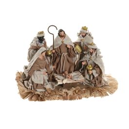 DKD Home Decor Nacimiento de Navidad Tradicional en Poliester y Resina, Figuras Decorativas Beige Marrón, 40x24x23.5 cm