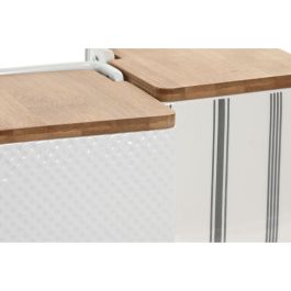 DKD Home Decor Salero Blanco Gres y Bambú 11 x 11 x 11 cm (3 Unidades)