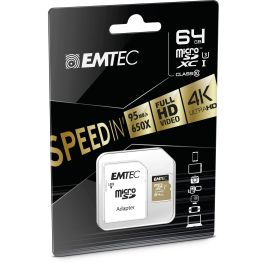 Emtec Tarjeta de Memoria SDXC 64GB UHS-I U3 V30 A1 SpeedIN Pro con Adaptador