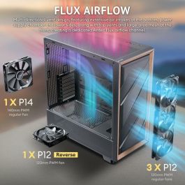 ANTEC FLUX SE Midi Tower para PC, Negro y Madera