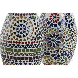 DKD Home Decor Lámpara de Sobremesa Shabby Mosaico Multicolor de Cristal 14x19x14 cm E14 25W (2 Unidades)