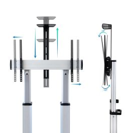 TooQ FS20300M-B Soporte de Suelo con Ruedas para TV 60-100" Inclinable Ajustable 1200-1650mm hasta 100kg VESA 1000x600 Plata