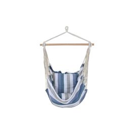 DKD Home Decor Silla Colgante para Terraza y Jardín, Rayas Azul y Blanco, Algodón Poliéster, Capacidad 100kg, 100x60x135 cm