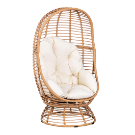 DKD Home Decor Sillón Terraza y Jardín Ratán Sintético y Hierro Marrón Claro Blanco 83 x 73 x 143 cm