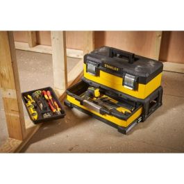 Stanley Caja de Herramientas Vacía con Cajón Amarillo 51cm - Bi-Material: Metal Galvanizado y Polipropileno - Mango Telescópico