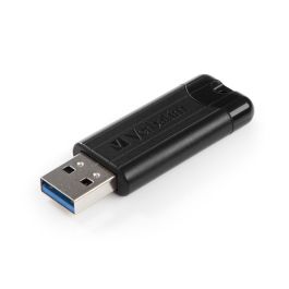 Verbatim PinStripe Memoria USB 3.0 de 128GB Negro, con Diseño Deslizante Retráctil para Protección de Conexión y Transferencias Rápidas