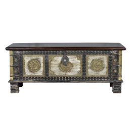 Giner y Colomer Baúl de Madera de Mango con Detalles en Bronce, 46x116x40 cm