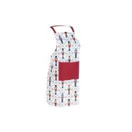 DKD Home Decor Delantal de Navidad Moderno Cascanueces Set de 2, Algodón y Poliéster, Rojo, Verde, Blanco, Beige, 60 x 80 cm