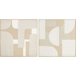 DKD Home Decor Juego de 2 Cuadros Scandi Modernos Beige Blanco de Lino y PS para Decoración de Pared de 90x90x3.8 cm Precio: 153.49999984. SKU: B1ETVVCKT3