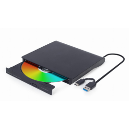 Gembird DVD-USB-03 Grabadora Externa DVD±RW USB Tipo C Negra - Lector y Escritor de CD/DVD para Windows 10/11