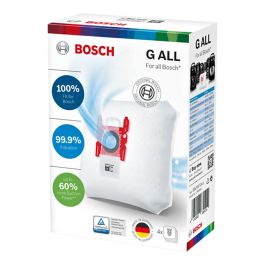 Bosch Bolsa de recambio para aspirador, compatible con Bosch, Siemens, Ufesa, tipo G, Super E, S, XS, XXS, M, XL, blanco con enganche plástico rojo, 31x28cm