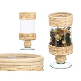 Portavela Copa Cilindrica Alta Vidrio Rattan Giftdecor 11X22CM (6 Unidades) Precio: 40.49999954. SKU: B17B954HYB